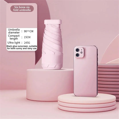 55% Off Mini Sun Umbrella Small Pocket Rain Umbrella Vinyl Folding UV Ultraviolet Protection Sun Shade Pocket Parasol Capsule