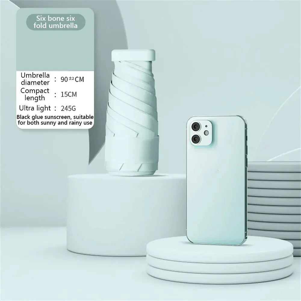 55% Off Mini Sun Umbrella Small Pocket Rain Umbrella Vinyl Folding UV Ultraviolet Protection Sun Shade Pocket Parasol Capsule