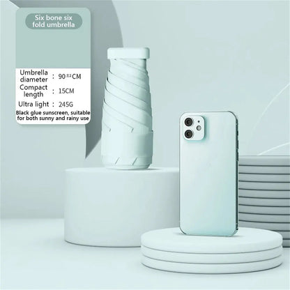 55% Off Mini Sun Umbrella Small Pocket Rain Umbrella Vinyl Folding UV Ultraviolet Protection Sun Shade Pocket Parasol Capsule