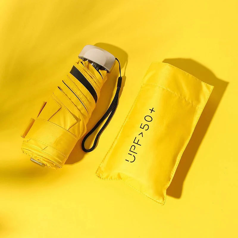 55% Off Mini Sun Umbrella Small Pocket Rain Umbrella Vinyl Folding UV Ultraviolet Protection Sun Shade Pocket Parasol Capsule