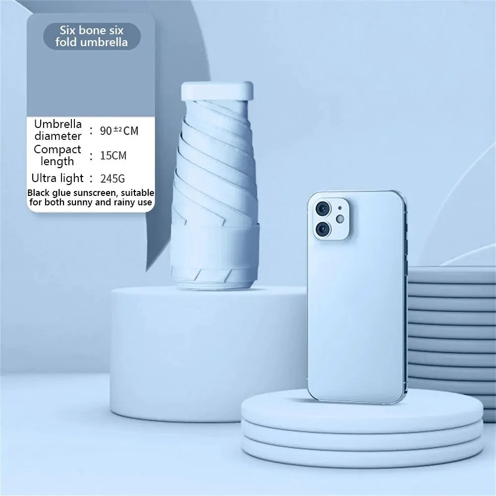 55% Off Mini Sun Umbrella Small Pocket Rain Umbrella Vinyl Folding UV Ultraviolet Protection Sun Shade Pocket Parasol Capsule