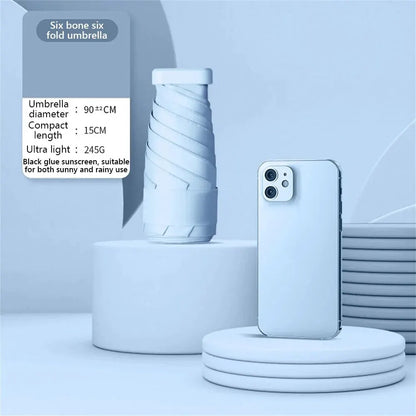 55% Off Mini Sun Umbrella Small Pocket Rain Umbrella Vinyl Folding UV Ultraviolet Protection Sun Shade Pocket Parasol Capsule