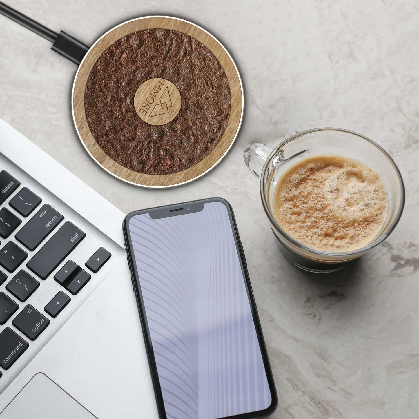 Wireless Charger with Organic and Wood Material