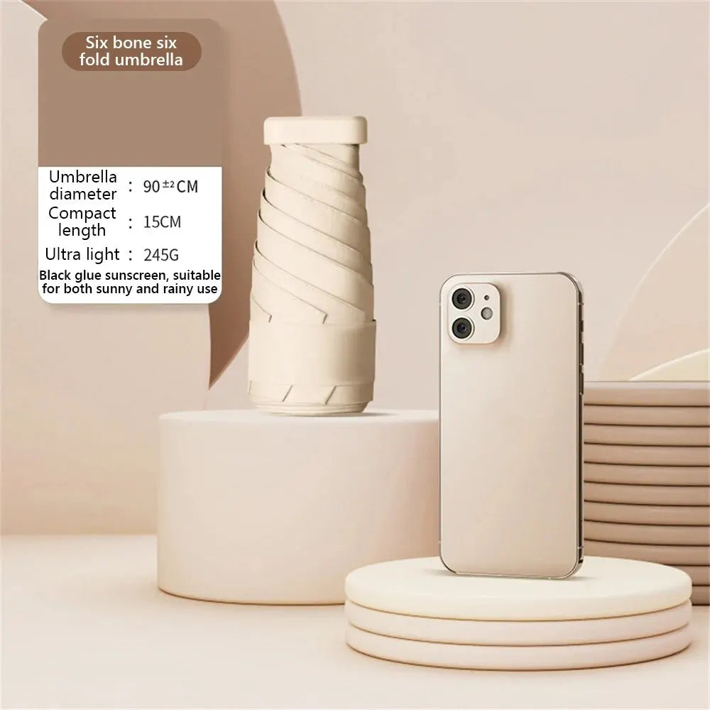 55% Off Mini Sun Umbrella Small Pocket Rain Umbrella Vinyl Folding UV Ultraviolet Protection Sun Shade Pocket Parasol Capsule